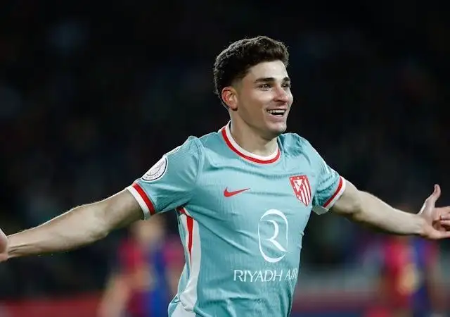Julian Alvarez của Atletico Madrid ăn mừng vào ngày 25 tháng 2 năm 2025