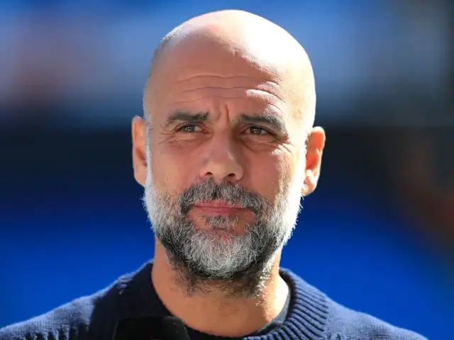 Manchester City manager Pep Guardiola on April 12, 2025
