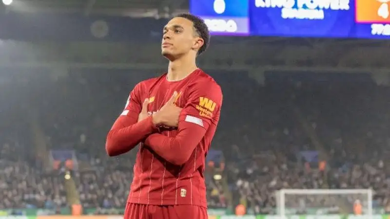 Trent Alexander-Arnold celebrates Liverpool's fourth goal on December 26, 2019 Trent Alexander-Arnold celebrates Liverpool's fourth goal on December 26, 2019