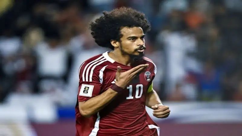 Akram Afif của Qatar ăn mừng bàn thắng vào ngày 20 tháng 3 năm 2025