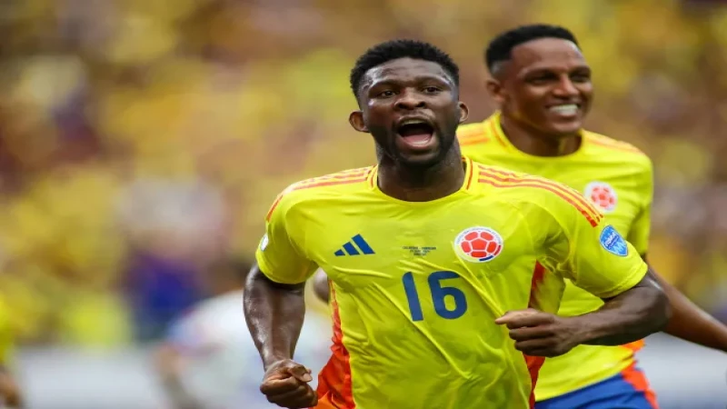 Jefferson Lerma ăn mừng bàn thắng cho Colombia ngày 24/06/2024