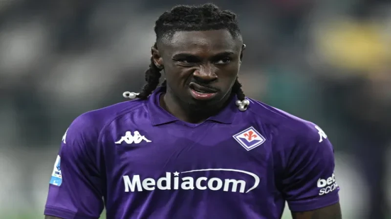 Moise Kean trong màu áo Fiorentina, tháng 12 năm 2024