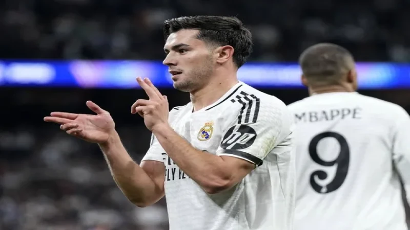 Brahim Diaz ăn mừng bàn thắng cho Real Madrid Brahim Diaz ăn mừng bàn thắng cho Real Madrid