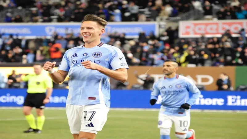 Hannes Wolf của New York City FC ăn mừng bàn thắng vào ngày 8 tháng 3 năm 2025
