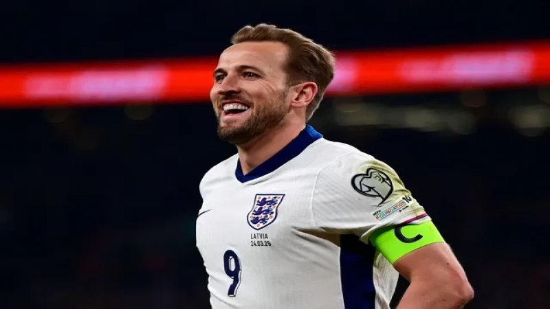 Harry Kane của đội tuyển Anh ăn mừng sau khi ghi bàn vào ngày 24 tháng 3 năm 2025