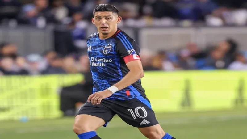 Cristian Espinoza trong trận đấu cho San Jose Earthquakes ngày 29/03/2025