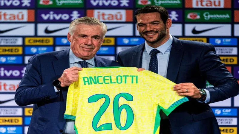 Carlo Ancelotti ra mắt với vai trò huấn luyện viên trưởng Brazil vào ngày 26 tháng 5 năm 2025