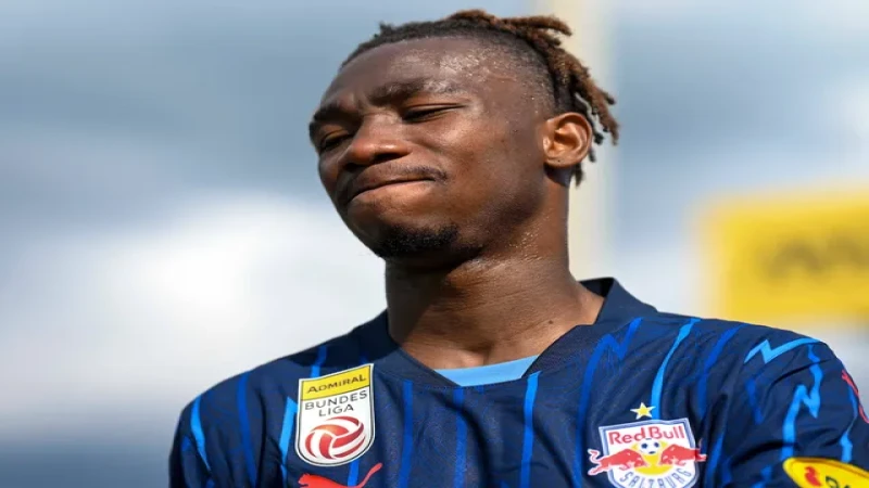 Dorgeles Nene của Red Bull Salzburg được chụp ảnh vào ngày 27 tháng 4 năm 2025