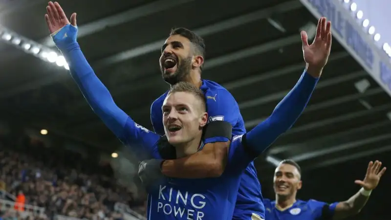 Hình ảnh Jamie Vardy ăn mừng bàn thắng cho Leicester City